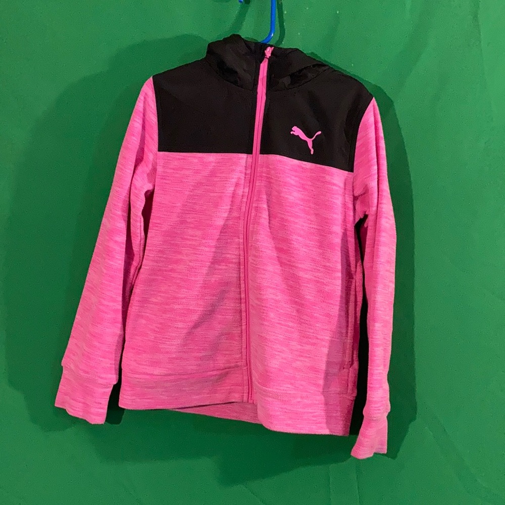 Puma S 7/8 girls pink zipper sweater hoodie